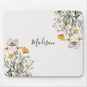 Elegante Monogram Wildblume Bouquet Floral Mousepad (Vorne)