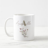 Elegante Monogram Wildblume Script Watercolor Kaffeetasse (Links)