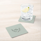 Elegante Monogram Wreath Sage Wedding Rechteckiger Pappuntersetzer (Vor Ort)