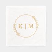 Elegante Monogram Wreath Wedding Servietten Mit Folie (Vorderseite)