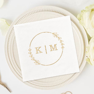Elegante Monogram Wreath Wedding Servietten Mit Folie