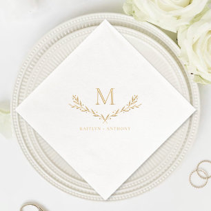 Elegante Monogram Wreath Wedding Servietten Mit Folie