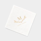 Elegante Monogram Wreath Wedding Servietten Mit Folie (Links)