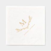 Elegante Monogram Wreath Wedding Servietten Mit Folie (Vorderseite)