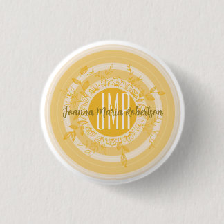 ELEGANTE MONOGRAM YELLOW GOLD CREAM BLUME CUSTOM BUTTON