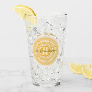 ELEGANTE MONOGRAM YELLOW GOLD CREAM BLUME CUSTOM GLAS