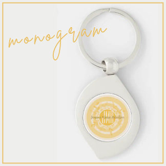 ELEGANTE MONOGRAM YELLOW GOLD CREAM BLUME CUSTOM SCHLÜSSELANHÄNGER