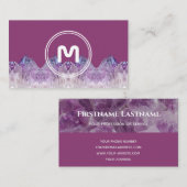 Elegante Monogramm Amethyst zwei Töne violette Ede Visitenkarte (Vorne/Hinten)