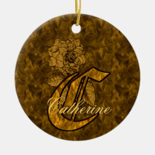Elegante Monogramm Anfangsbuchstabe C Gold-Pfingst Keramik Ornament