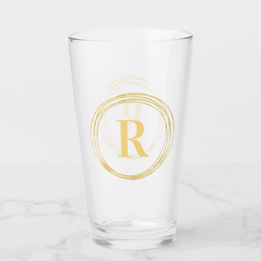 Elegante Monogramm-Anfangsbuchstaben Glas (Rückseite)
