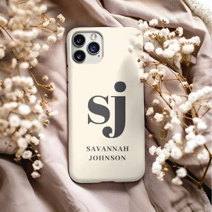 Elegante Monogramm-Anfangsbuchstaben in Creme Case-Mate iPhone Hülle