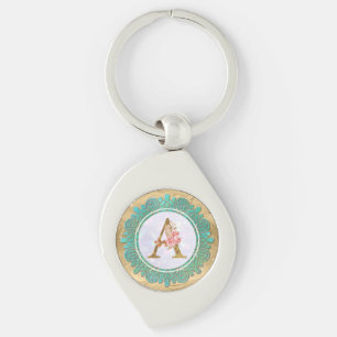 Elegante Monogramm Anfangsbuchstaben mit Mandala Schlüsselanhänger