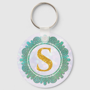 Elegante Monogramm-Anfangsbuchstaben mit Mandala Schlüsselanhänger