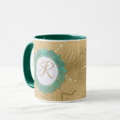 Elegante Monogramm-Anfangsbuchstaben mit Mandala Tasse (Vorderseite Links)