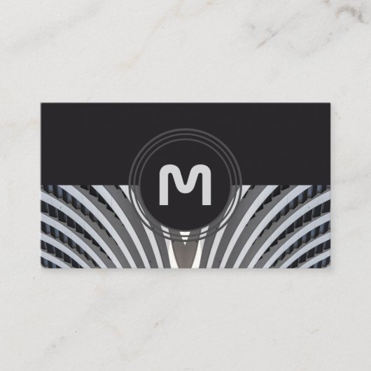 Elegante Monogramm-Bio Architekturwellen Visitenkarte (Vorderseite)