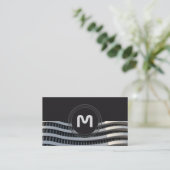 Elegante Monogramm-Bio Architekturwellen Visitenkarte (Stehend Vorderseite)