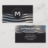 Elegante Monogramm-Bio Architekturwellen Visitenkarte (Vorne/Hinten)