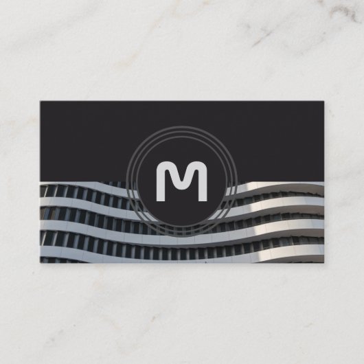 Elegante Monogramm-Bio Architekturwellen Visitenkarte (Vorderseite)