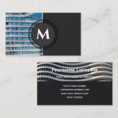 Elegante Monogramm-Bio Architekturwellen Visitenkarte (Vorne/Hinten)