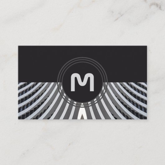 Elegante Monogramm-Bio Architekturwellen Visitenkarte (Vorderseite)