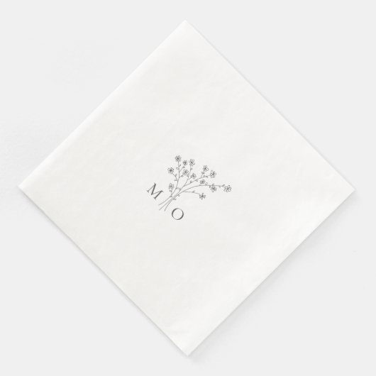 Elegante Monogramm Bukett Hochzeitsnapkins Serviette (Ecke)