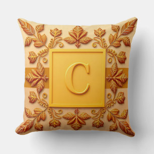 Elegante Monogramm-Designs mit goldenen Blättern Kissen