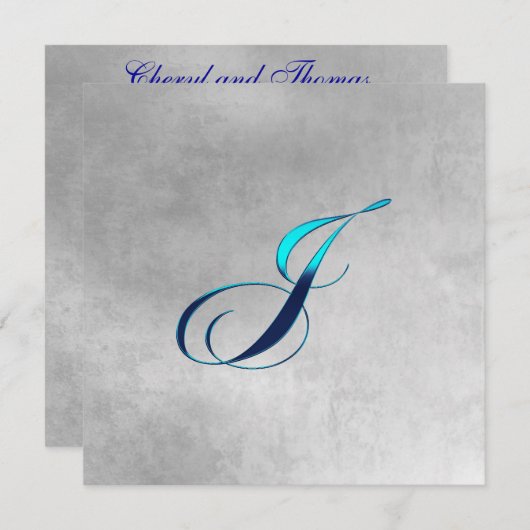 Elegante Monogramm-Einladung-J Einladung (Vorne/Hinten)