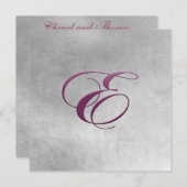 Elegante Monogramm Einladung Lila E (Vorne/Hinten)