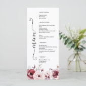 Elegante Monogramm Florale Hochzeit doppelseitig Menükarte (Stehend Vorderseite)