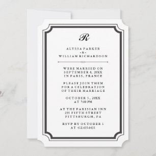 Elegante Monogramm-Formale Hochzeitsfeier Einladung
