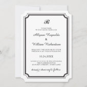 Elegante Monogramm formale Schwarz-Weiß-Hochzeit Einladung (Vorderseite)