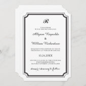 Elegante Monogramm formale Schwarz-Weiß-Hochzeit Einladung (Vorne/Hinten)