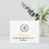 Elegante Monogramm Geschäft Dankeschön Postkarte (Stehend Vorderseite)