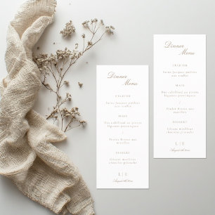 Elegante Monogramm Gold Weiß Hochzeitsdinner-Menü  Ankündigung