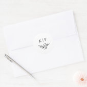 Elegante Monogramm Grün Blätter Hochzeit Runder Aufkleber (Umschlag)