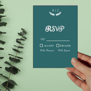 Elegante Monogramm Grün Juwelton RSVP Karte