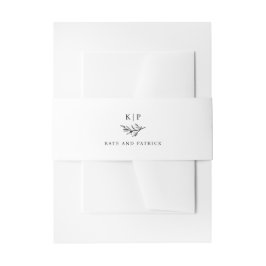Elegante Monogramm Grünzeug Blätter Hochzeit Einladungsbanderole