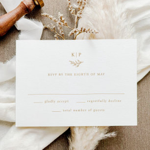 Elegante Monogramm Grünzeug Blätter Hochzeit RSVP Karte