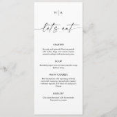 Elegante Monogramm-Handschrift Hochzeitsdinner Menükarte (Vorderseite)