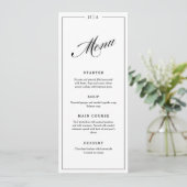 Elegante Monogramm-Handschrift Hochzeitsdinner Menükarte (Stehend Vorderseite)