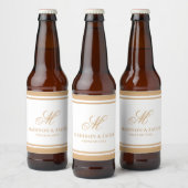 Elegante Monogramm-Hochzeit Bierflaschenetikett (Flaschen)