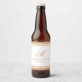 Elegante Monogramm-Hochzeit  Bierflaschenetikett
