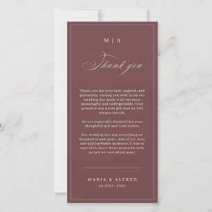Elegante Monogramm-Hochzeit-Dankeskarten-QR-Code Dankeskarte