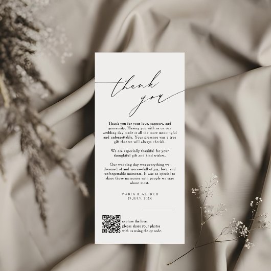 Elegante Monogramm-Hochzeit-Dankeskarten-QR-Code Dankeskarte