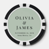Elegante Monogramm-Hochzeit in Salbeigrün Pokerchips (Vorderseite)