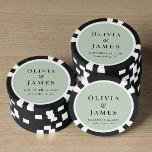 Elegante Monogramm-Hochzeit in Salbeigrün Pokerchips