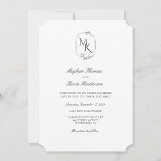 Elegante Monogramm-Hochzeit | Klassisch Formal Einladung