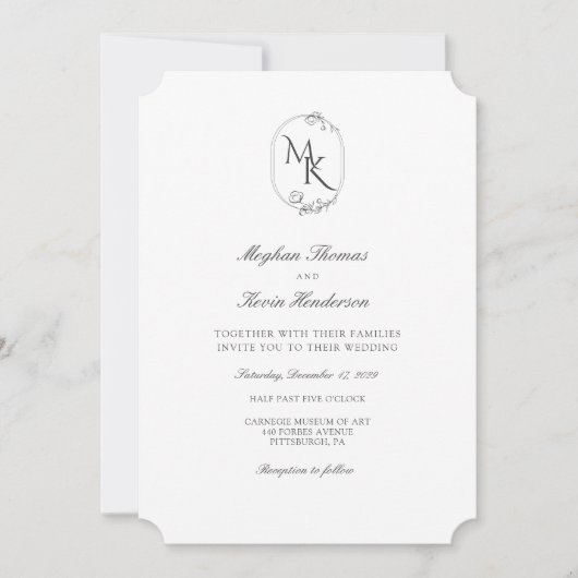 Elegante Monogramm-Hochzeit | Klassisch Formal Einladung (Vorderseite)