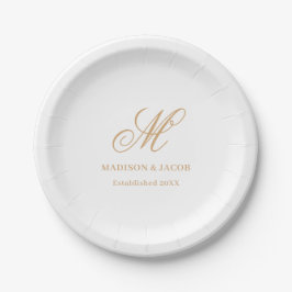 Elegante Monogramm-Hochzeit  Pappteller