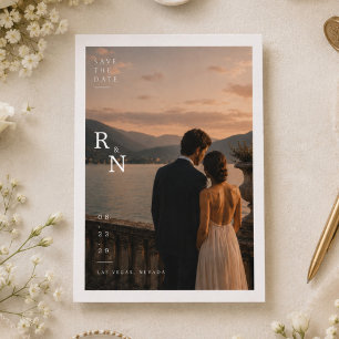 Elegante Monogramm-Hochzeit-Save-The-Date-Fotokart Save The Date